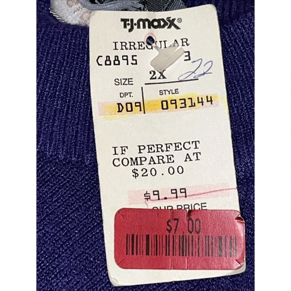 Vintage Designers Originals Purple Back Zip Sweater Luxelon Sz 2X Pullover B21